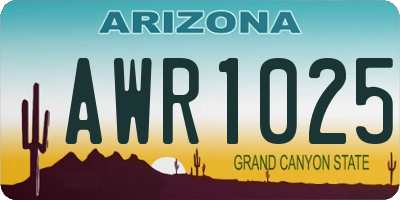 AZ license plate AWR1025
