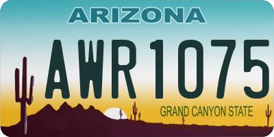 AZ license plate AWR1075