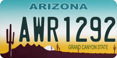 AZ license plate AWR1292