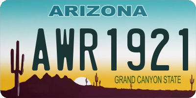 AZ license plate AWR1921