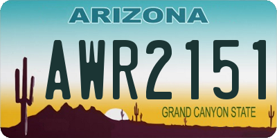 AZ license plate AWR2151