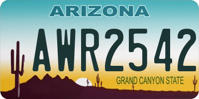 AZ license plate AWR2542