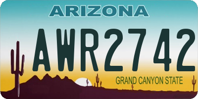 AZ license plate AWR2742