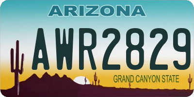 AZ license plate AWR2829