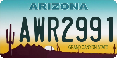 AZ license plate AWR2991