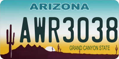 AZ license plate AWR3038
