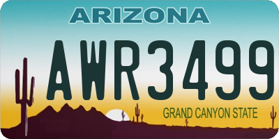 AZ license plate AWR3499
