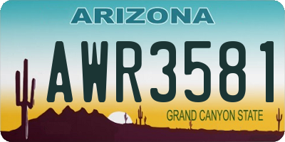 AZ license plate AWR3581