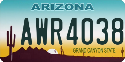 AZ license plate AWR4038