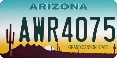 AZ license plate AWR4075