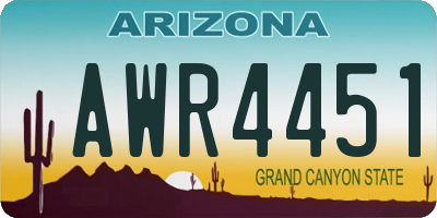 AZ license plate AWR4451