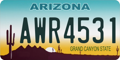 AZ license plate AWR4531