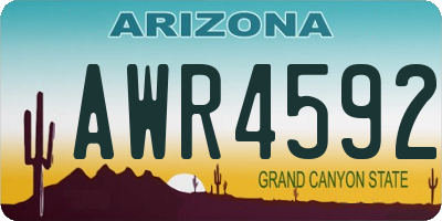 AZ license plate AWR4592