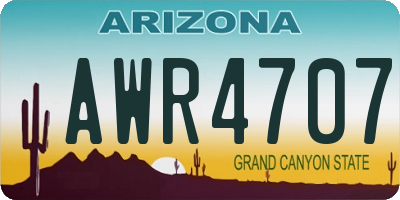 AZ license plate AWR4707