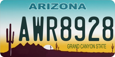 AZ license plate AWR8928