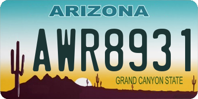 AZ license plate AWR8931