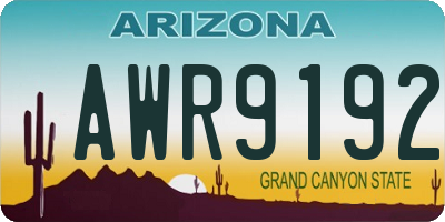 AZ license plate AWR9192