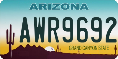AZ license plate AWR9692