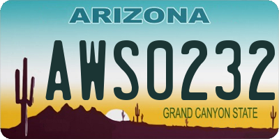 AZ license plate AWS0232