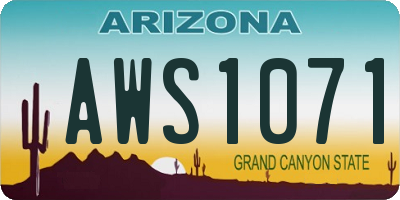 AZ license plate AWS1071