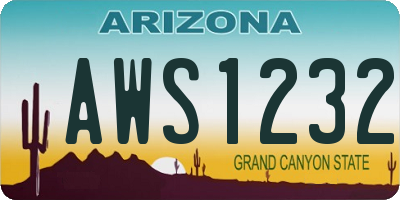 AZ license plate AWS1232