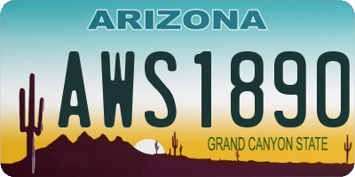 AZ license plate AWS1890