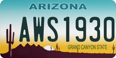 AZ license plate AWS1930