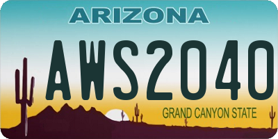 AZ license plate AWS2040