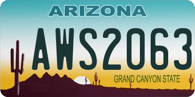 AZ license plate AWS2063
