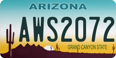AZ license plate AWS2072