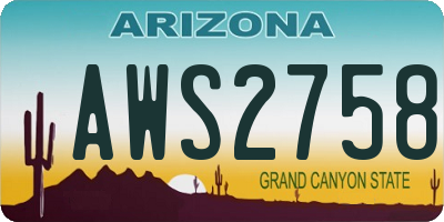 AZ license plate AWS2758