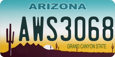 AZ license plate AWS3068