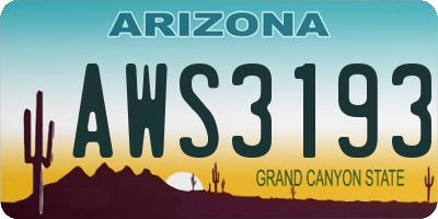 AZ license plate AWS3193