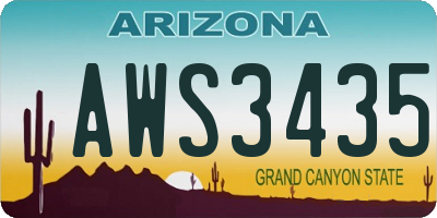 AZ license plate AWS3435