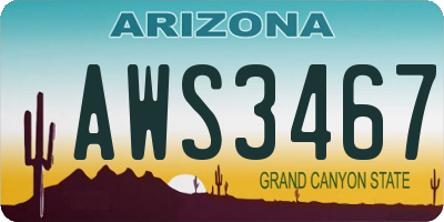 AZ license plate AWS3467