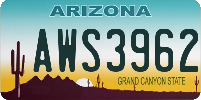 AZ license plate AWS3962
