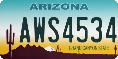 AZ license plate AWS4534