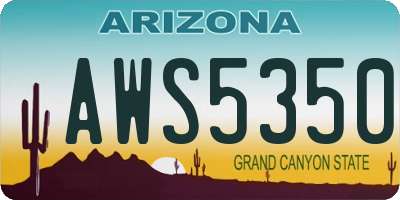 AZ license plate AWS5350
