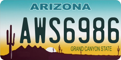 AZ license plate AWS6986