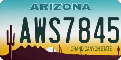 AZ license plate AWS7845
