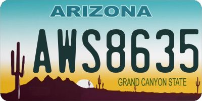 AZ license plate AWS8635
