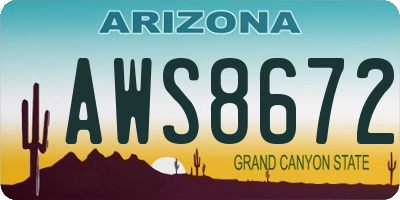 AZ license plate AWS8672