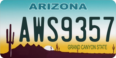 AZ license plate AWS9357