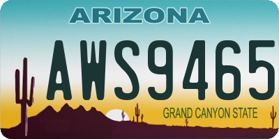 AZ license plate AWS9465