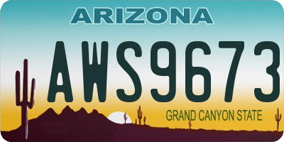 AZ license plate AWS9673