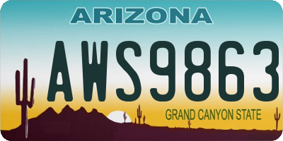 AZ license plate AWS9863