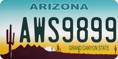 AZ license plate AWS9899