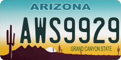 AZ license plate AWS9929