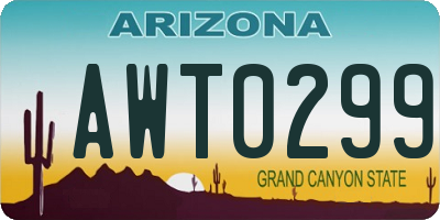 AZ license plate AWT0299