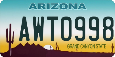 AZ license plate AWT0998